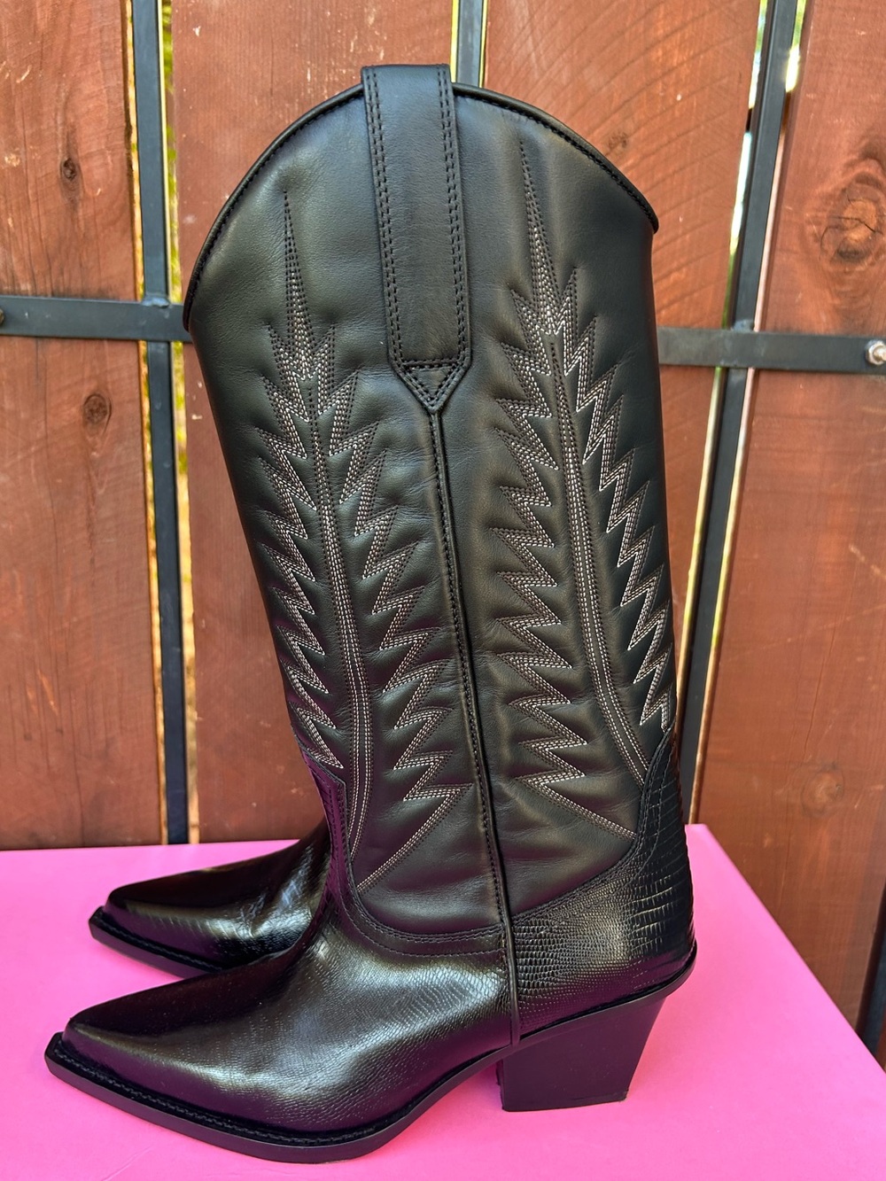 Paris Texas Black Leather Cowboy Boots - Picture 4 of 10